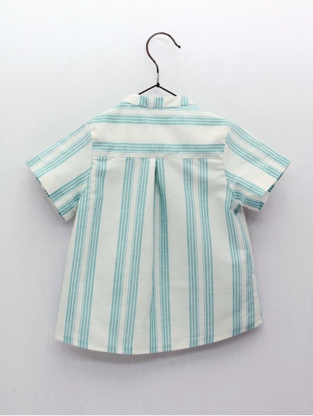 Striped mandarin collar shirt