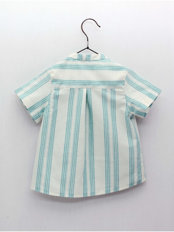 Striped mandarin collar shirt