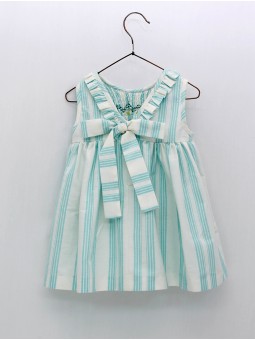 Vestido listras com ninho de abeja