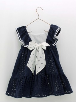 Vestido bordado navy