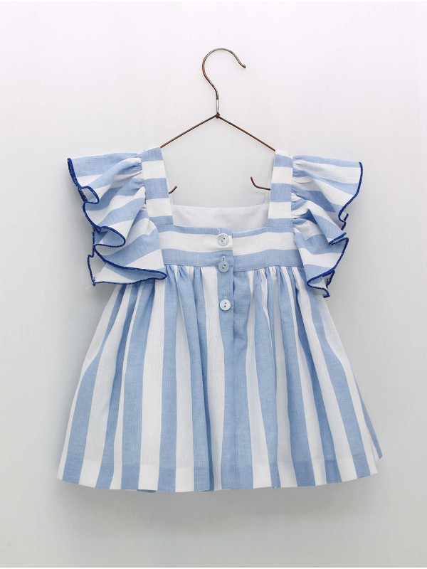 Vestido rayas manga con volantes