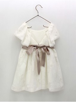 Lace dress with bow insert