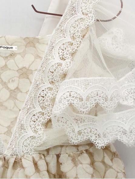 Beige lace dress with tulle Beige lace dress with tulle