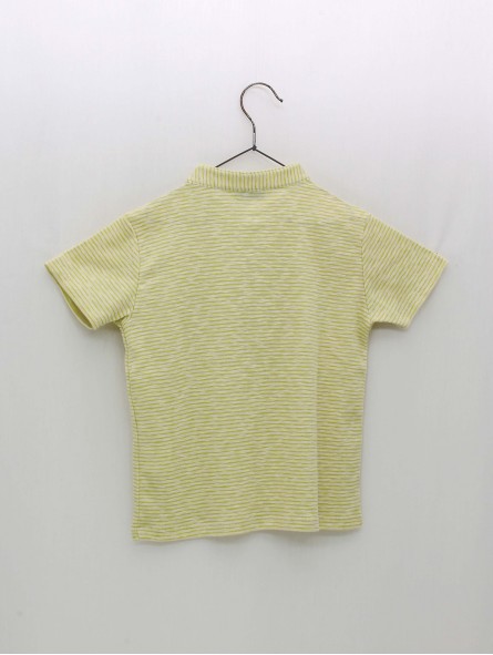 Striped mandarin collar T-shirt