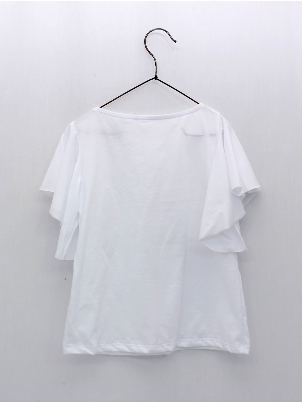 White ruffle sleeve t-shirt
