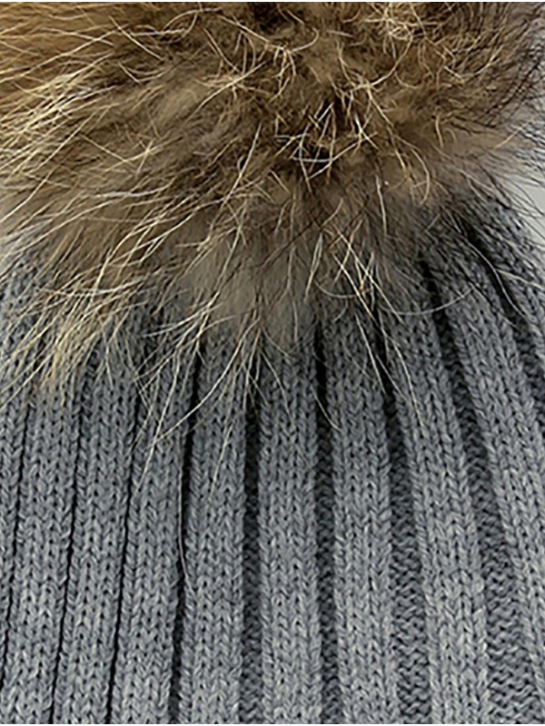 Gorro pompón pelo natural