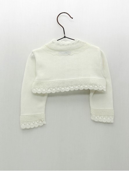 Round-edged jacket with lace trim