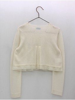 Chaqueta longa con entredós valencienne