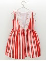 VESTIDO RAYAS CON ADORNO FLOR ABULLONADA CC. CATERINA