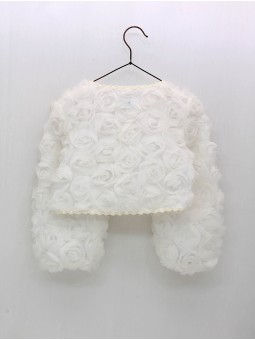 CHAQUETA BOLERO EN TEJIDO FLORY MANGAS ABULLONADAS CC. CATERINA