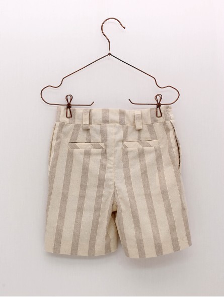 Pantalón curto raias beig