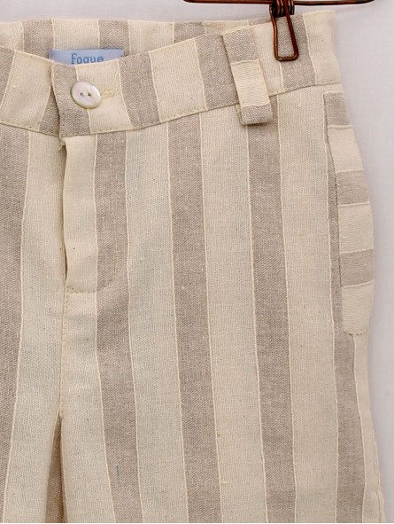 Pantalón curto raias beig