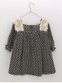 VESTIDO TEJIDO BORDADO FLORES ESCOTE CUADRADO CON PUNTILLA RÚSTICA CC. TOSCANA