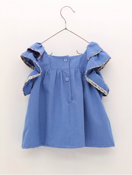 Blusa cuadro vichy azulón