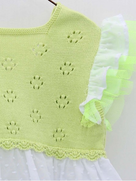 Openwork knitted and plumetis top