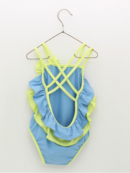 Two-tone girls’ swimming costume