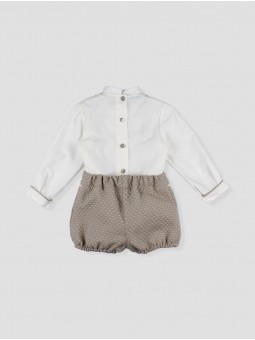 Conjunto blusa batista y pantalón corto pinzas
