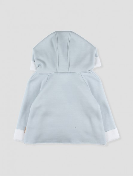 ABRIGO NIÑO SUDADERA Y BORREGUITO DOBLEFAZ CON CAPUCHA Y BOLSILLO CENTRAL CON BIESES Y BORDADO VICHY CC. CAMIÓN