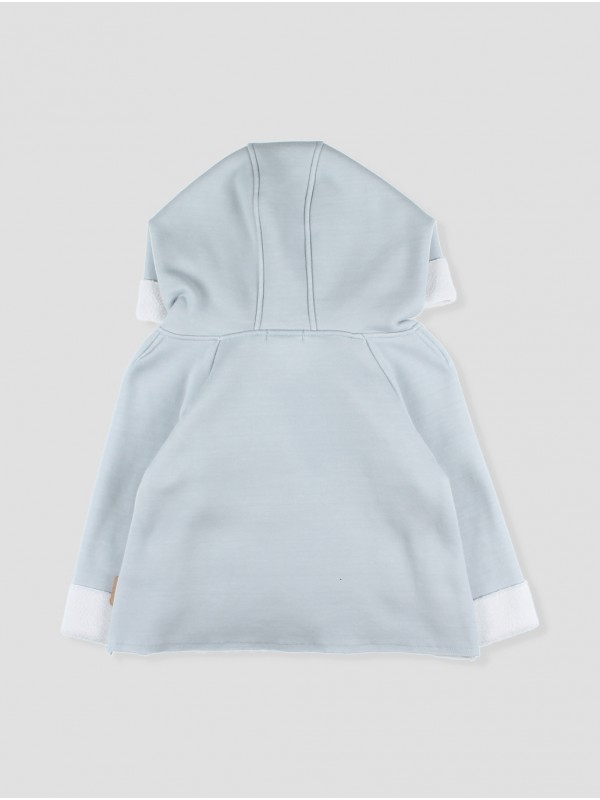 ABRIGO NIÑO SUDADERA Y BORREGUITO DOBLEFAZ CON CAPUCHA Y BOLSILLO CENTRAL CON BIESES Y BORDADO VICHY CC. CAMIÓN