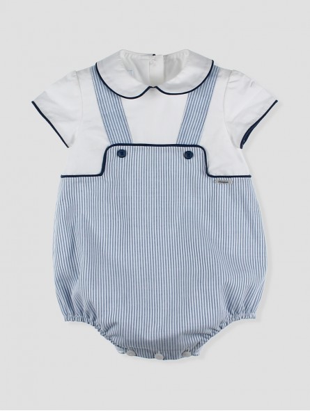 Baby Boy Romper with Dungaree Effect