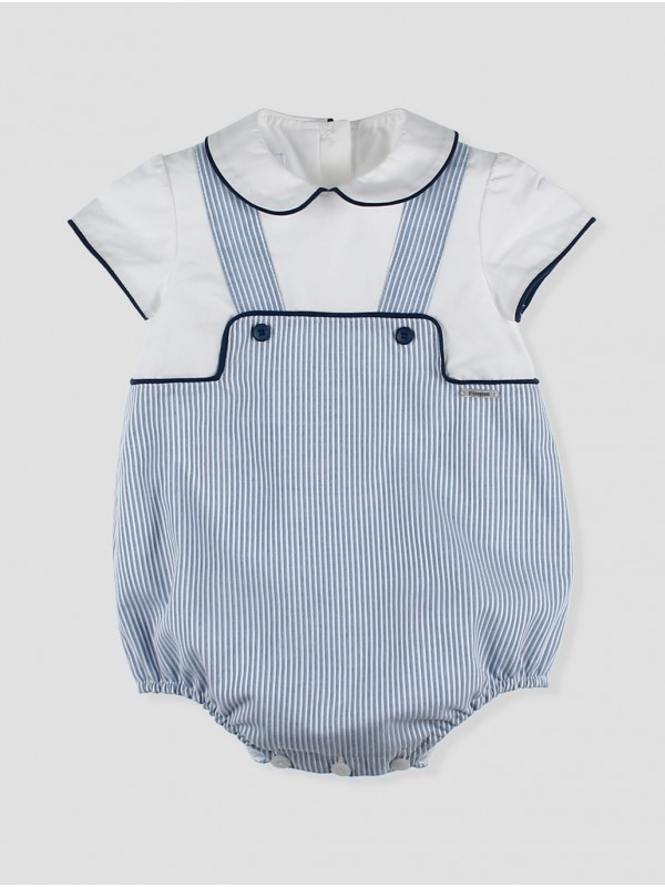 Baby Boy Romper with Dungaree Effect