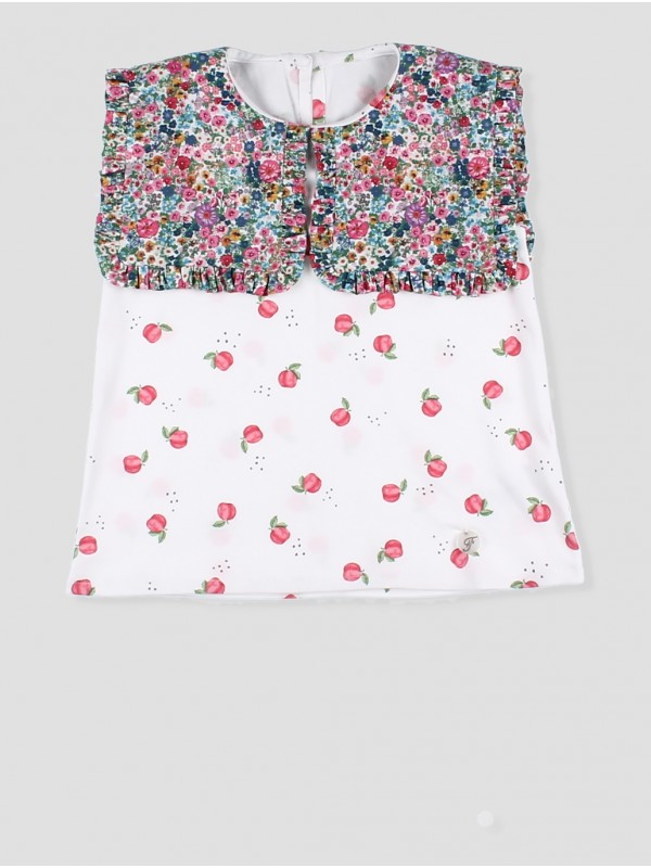 Girls' top with floral collar