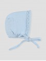 Knit baby bonnet with openwork details