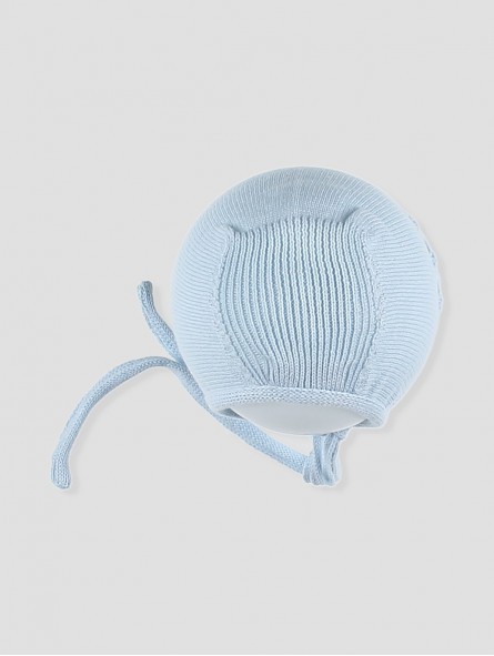 Knit baby bonnet with openwork details