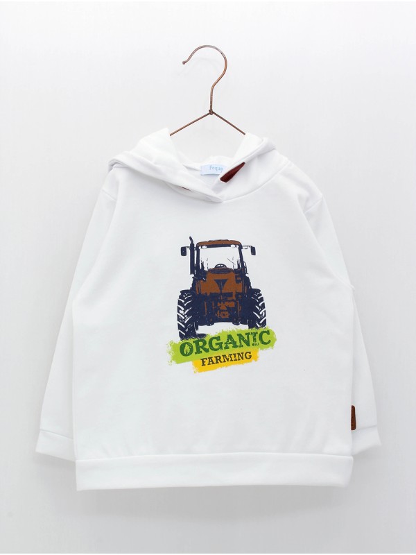Sudadera con capucha estampado tractor