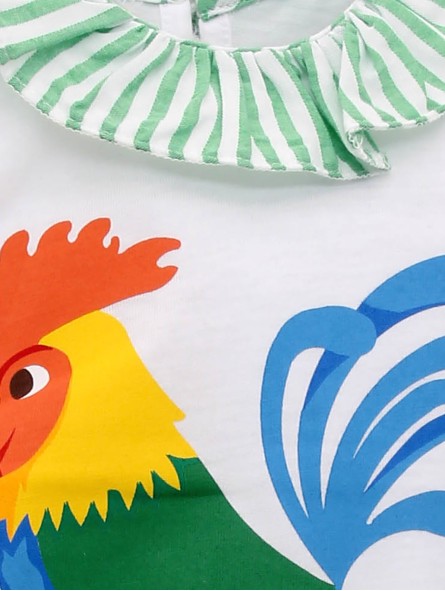 Camiseta sin mangas gallo y braguita volante