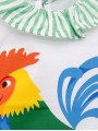 T-shirt sem mangas galo e cuequinha volante