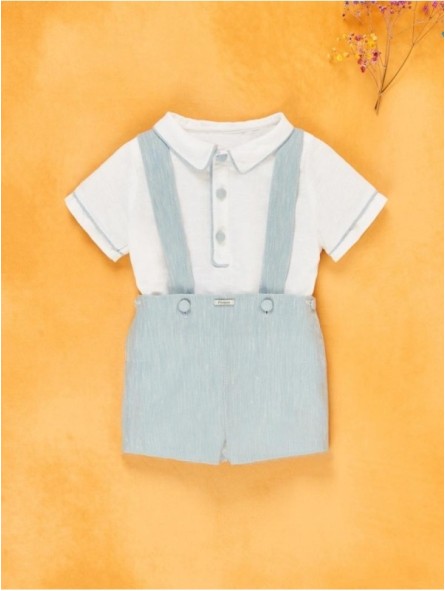 Plain false shirt and pants with suspenders