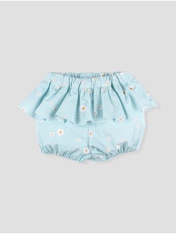 Baby girl gingham floral bloomer