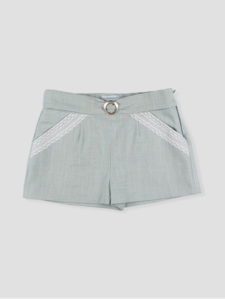 Calça curta com puntilla Flores