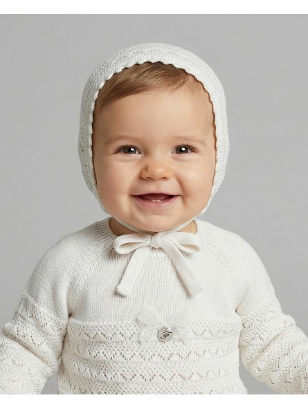 Knitted baptism bonnet 