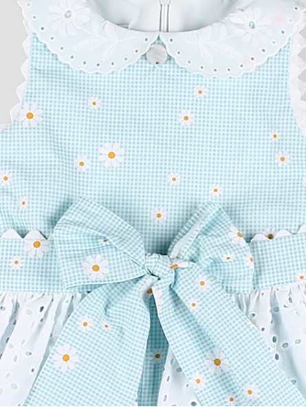Girl gingham daisy romper