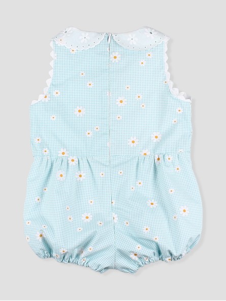 Girl gingham daisy romper