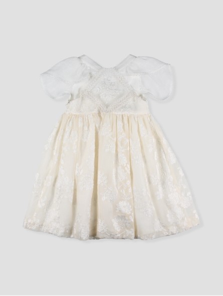 Vestido gasa bordada Batizo