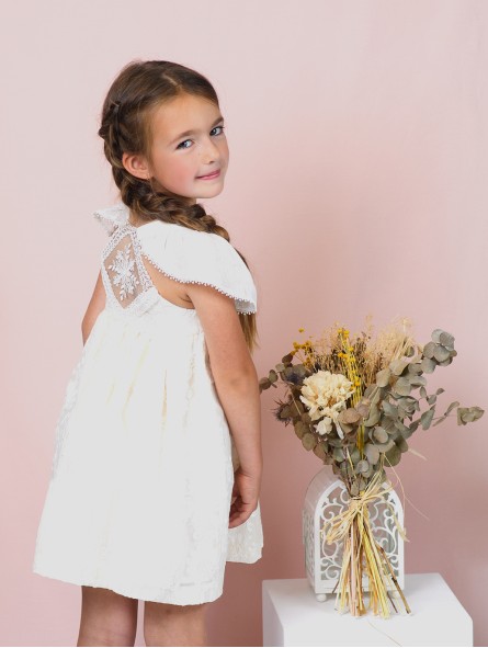 Vestido gasa bordada Batizo