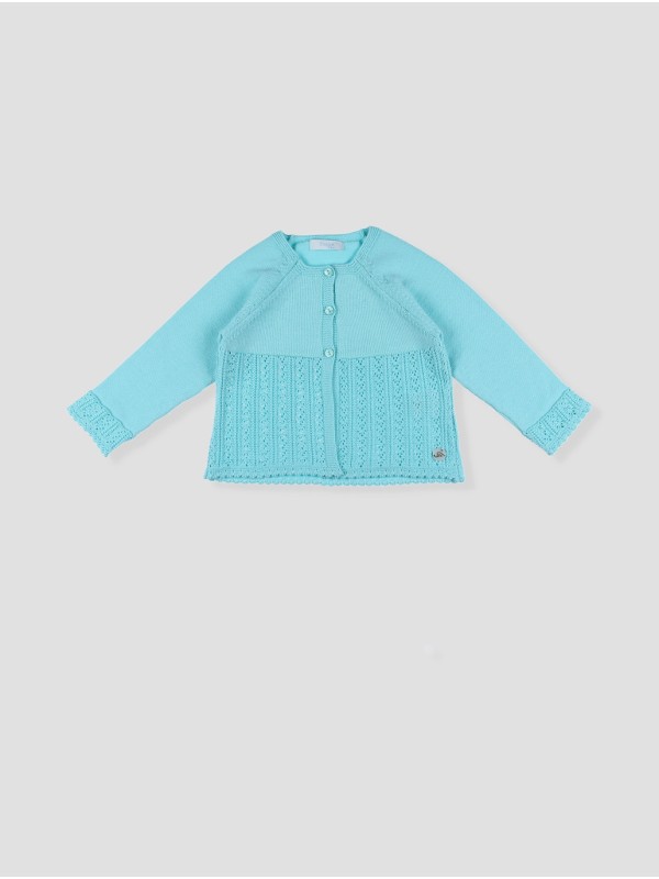 CHAQUETA LARGA PUNTO CALADO  EMPIECE ONDITAS