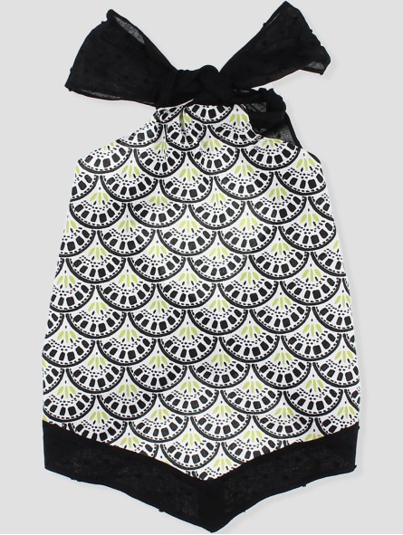 TOP EFECTO PAÑUELO EN TEJIDO EXCLUSIVO NEGRO Y FLUOR CC. CAPRI