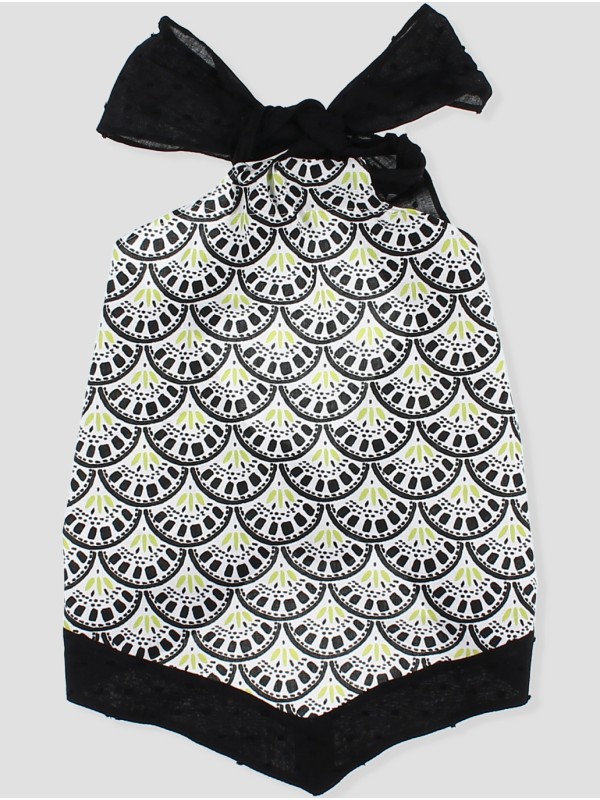TOP EFECTO PAÑUELO EN TEJIDO EXCLUSIVO NEGRO Y FLUOR CC. CAPRI
