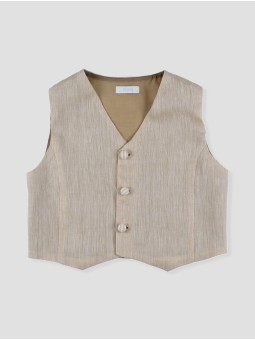 CHALECO LINO CON BOTONES FORRADOS LINO RAYAS CC. ROMA