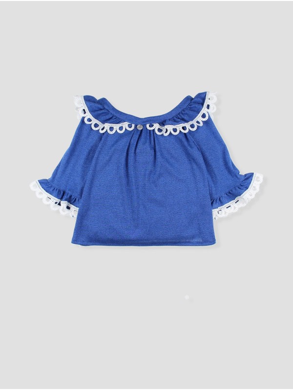 SUDADERA BRILLI BRILLI CON PUNTILLA SUPERPUESTA Y ESPALDA ESCOTADA CC. MÓNACO