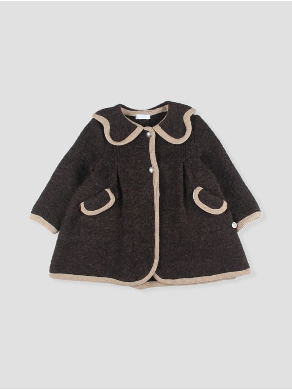 Baby girl contrast trim coat