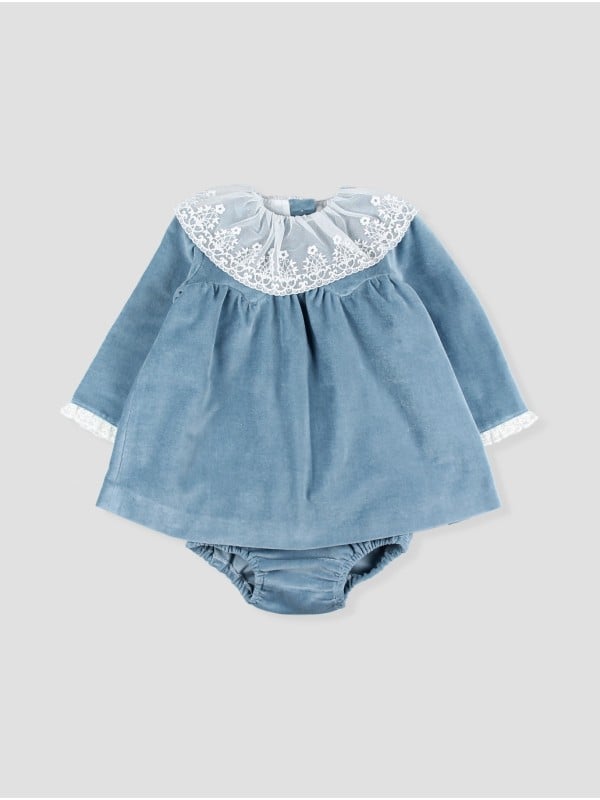 Vestido curto de bebê (estilo *jesusito*) de veludo Valdezcaray