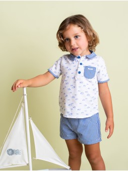 Polo estampado barcos y pantalón corto vichy