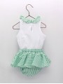 Girl set of rooster T-shirt and striped bloomers