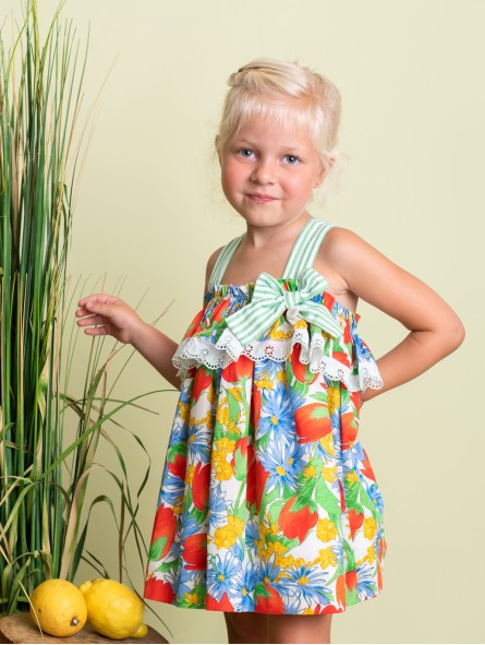 Vestido en tejido estampado tulipanes