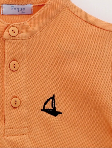 Mandarin collar piquÃ© boy polo shirt
